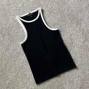 J. Crew Women’s Black Ribbed TankTop with White Trim Size XS NWT